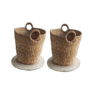 OEM Natural Seagrass <b>Wicker</b> Woven Storage <b>Basket</b> Eco-friendly Vintage Hyacinth Water Hyacinth <b>Laundry</b> <b>Baskets</b> Storage Boxes Bins - Product Image 3