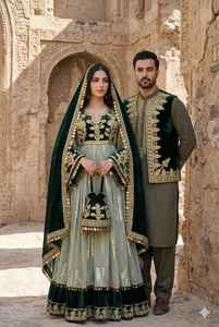 Robe afghane Kuchi vintage en édition limitée, manches longues, broderie artisanale, mousseline, styles personnalisés, design mixte, toutes saisons - Product Image 2