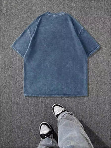 Venta al por mayor 250 Gsm camiseta de alta calidad pesado 100% algodón grueso espacios en blanco Puff estampado Boxy recortado camiseta para hombres - Product Image 2