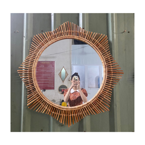 Espejo de mimbre para decoración del hogar, espejo de mimbre de madera hecho a mano para decoración de pared interior con el mejor precio - Product Image 1