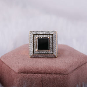 Anillo de diamante de Hip Hop de corte princesa para hombre en anillo de diamante de moissanita de oro sólido de 14kt con nuevo estilo de Hip Hop de moda personalizado - Product Image 1
