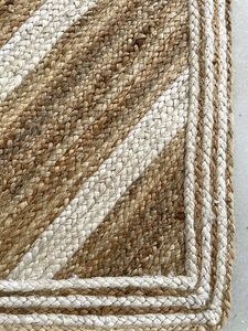 Direct Manufacturer Factory Price Handmade Modern Braided Indian Flat Woven <b>Hemp</b> Rug Stripes Natural Material Area Rugs Sets - Product Image 3