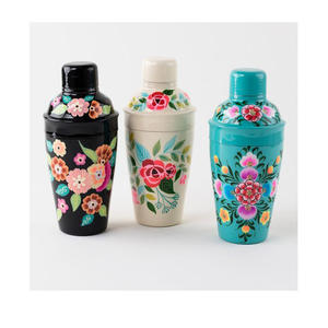 Floral Printed Custom Made <b>Cocktail</b> <b>Shaker</b> <b>Set</b> of 3 Hot Selling and High Quality Handcrafted and Polished Painted on Hot Sale - Product Image 5