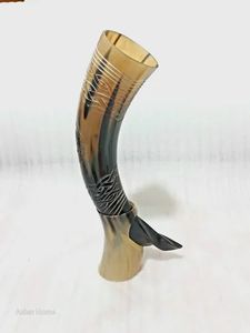 Viking boire corne tasse alimentaire sûr véritable tasse en céramique support en cuir mariages hôtel fête utilisation inspiré Culture indienne HF artisanat - Product Image 6