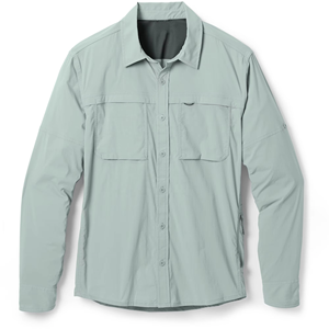 Chemise de randonnée convertible à manches longues pour homme, grande taille, séchage rapide, UPF 50, spandex/polyester, unie, multi-poches, logo sur le devant, bouton - Product Image 1