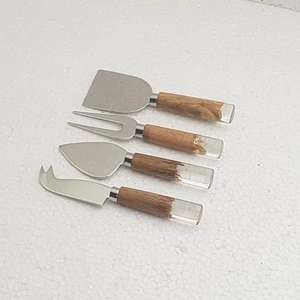 Ensemble de cuillères à fromage de luxe en acier inoxydable martelé et résine, lavable au lave-vaisselle, écologique, couverts de fête avec élégance moderne - Product Image 2