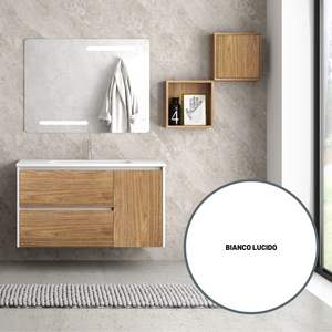 Luis NordikFlat bianco lucido bagno lavabo 101x46x55.5h cm Base lavabo con due cassetti e porta laterale - Product Image 4