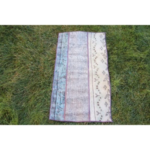 Alfombra de 1.6x3 pies, Alfombra Turca Vintage, Alfombra Azul de Lana del Suroeste - Product Image 1