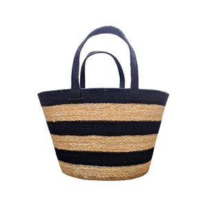 Sac fourre-tout en jonc de mer en jute décontracté fait à la main pour femmes sac de plage en paille de plante tissé à couture durable à deux sangles pour les voyages de vacances d'été - Product Image 5