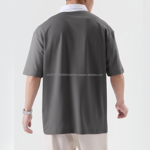 เสื้อโปโลทรงหลวมสไตล์ลำลองแนวสตรีทแขนสั้นผ้าฝ้ายนุ่มเนื้อผ้าคุณภาพพรีเมียมทรงโอเวอร์ไซส์ - Product Image 2