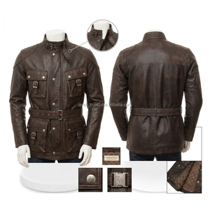 Men’s Distressed Leather <b>Jacket</b> Vintage Style Fashion Coat Men’s Fashion Biker Leather <b>Jacket</b> - Product Image 4