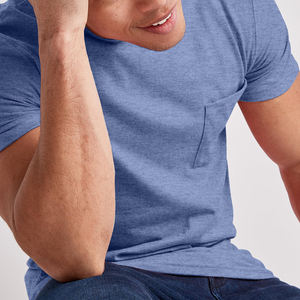 Camiseta de Gran Tamaño con Bolsillo para Hombre, 100% Algodón, Secado Rápido, Cuello Redondo, Camiseta Básica con Impresión de Logotipo Personalizado - Product Image 4