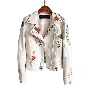 แจ็กเก็ตหนังแท้สำหรับผู้หญิงปักลายดีไซน์ตามสั่ง - Product Image 1
