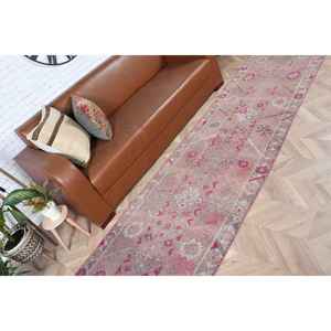 Tapis turc vintage 2,7x11,7 pi (83x357 cm), tapis oriental rose - Product Image 3