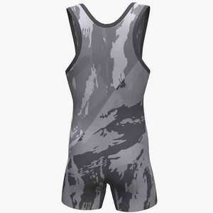 Combinaison de lutte unisexe durable et extensible, uniforme de musculation, devant en spandex/polyester, impression par transfert thermique, tissu 220g - Product Image 2