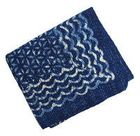 Indigo Print Kantha Quilt Throw Bettdecke Baumwoll decke Gudari Tages decke Bettwäsche Decke direkt zum Fabrik preis