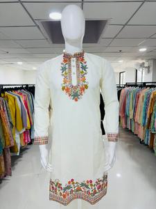 Festival Wear Rayon Silk With Embroidery And Sequins Embroidery <b>Kurta</b> Pajama Wholesale Manufacturer And Supplier From Surat - Product Image 5