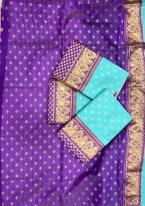 Magnifique sari en soie georgette avec travail de pallu riche en jacquard par FAB ZONE - Derniers vêtements indiens Gujarati de créateurs pour adultes Mariages - Product Image 5