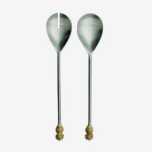 Juego de servicio de alimentos de acero inoxidable con mango dentado cuadrado, juego de servicio de ensaladas, servidores de ensalada decorativos de metal - Product Image 2