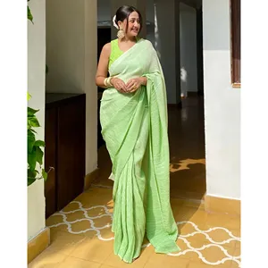 Sari Shyla Crush en vert, vêtement traditionnel chinois - Product Image 5