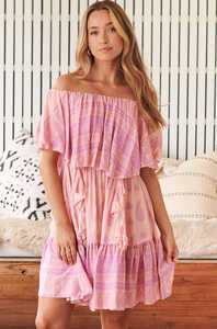 Off the Shoulder Party Wear Knee Length Designer Handmade Ruffle Elegant Fashion <b>Short</b> <b>Dress</b> - Product Image 3