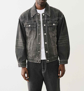 OEM personalizado último nuevo diseño chaqueta de mezclilla lavado de algodón ajustado de manga larga chaqueta de mezclilla para los hombres de la calle de invierno chaqueta - Product Image 5