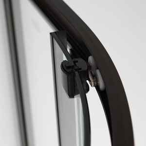 Cabine de douche semi-circulaire avec verre transparent et profil noir mat, rideaux de douche modernes - Product Image 4