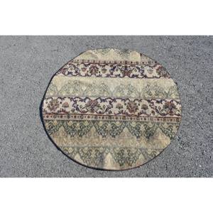 พรมสีเบจแบบดั้งเดิมขนาด3,7x3,7ฟุตพรมตุรกี - Product Image 1