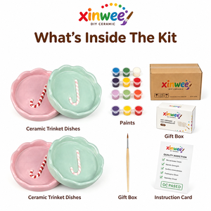 Kit de peinture sur assiette en céramique pour enfants, ensemble d'artisanat floral arc-en-ciel DIY, activité artistique éducative, cadeau d'anniversaire pour les filles créatives - Product Image 2
