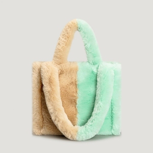 Luxury Women <strong>Fashion</strong> Large Warm Winter Sac Fluffy Soft Plush Shopper Handbags Fur Tote Bags - Product Image 5