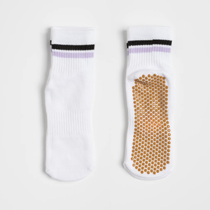 Chaussettes antidérapantes en tricot rayé de longueur mi-mollet pour femmes JUNZU pour le yoga et le Pilates - Spandex/Polyester/Coton Antibactérien - Product Image 3