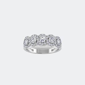 แหวนวงแหวนห้าเม็ดทรงกลมเจียระไนแบบพาเว่ 0.75 กะรัต - Product Image 5