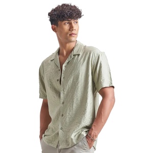 Nouvelle arrivée Chemise décontractée à manches courtes pour homme en vert clair avec col marin 100% coton popeline respirant pour l'été - Product Image 3