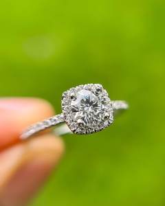 8mm Round White CZ Halo Engagement <b>Ring</b> | Cushion Halo <b>Wedding</b> <b>Ring</b> <b>Women</b> | 925 <b>Silver</b> Band Anniversary Jewelry Supplier - Product Image 6