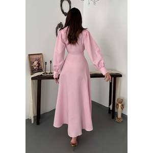 Robe plissée rose avec fermeture éclair sur le devant - Rose - Product Image 5