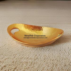 Bol à chocolat en métal plaqué or en aluminium de haute qualité Design texturé Plateau à fruits de luxe de style arabe Forme de couleurs personnalisées - Product Image 6