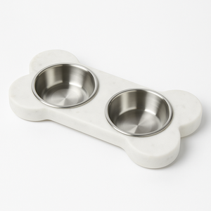 Comedero Doble para Perros de Mármol de Lujo, Comedero para Mascotas de Piedra Natural, Base Pesada, Diseño Elegante, Moderno y Duradero, Estación de Alimentación para Mascotas en Oferta - Product Image 2