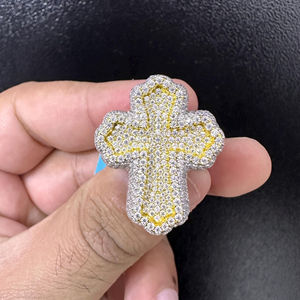 Anillo de diamante de moissanita de calidad superior Anillo de diamante creado Anillo de Cruz de oro sólido de 14K Hiphop para mujer Hombre - Product Image 4