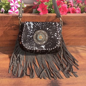 Nuevo pelo occidental en piel oculta cuero flecos diseñador Concho Sling Bag piel metálica gamuza cuero bolsa fiesta desgaste mujeres Sling bolsas - Product Image 3