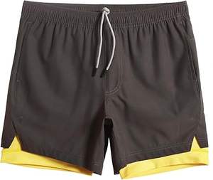 Shorts de sport écologiques pour hommes 2023, motif uni, avec short de compression intégré, style décontracté - Product Image 1