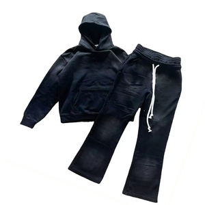 Logo personnalisé Vintage 100% coton recadrée à capuche lavage à l'acide survêtement High Street Style décontracté survêtement pour vêtements d'hiver unisexes - Product Image 2