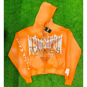 Sweat-shirts à capuche pour hommes les plus vendus, broderie usée avec impression sérigraphique, fermeture éclair, 100% coton molletonné, effet délavé au soleil, sweat-shirts à capuche oversize pour hommes avec fermeture éclair - Product Image 1