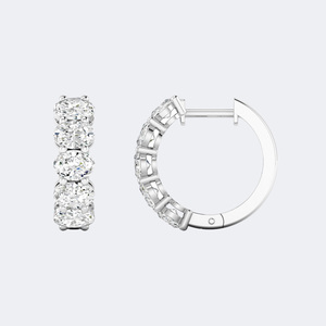 Pendientes de Aro Huggie con Corte Ovalado de 2.00CTW, Engaste de Puntas Compartidas, Oro de 14k, Diamante Cultivado en Laboratorio, Pequeños y Delicados Aros con Piedras Preciosas Ovaladas para Mujer - Product Image 6