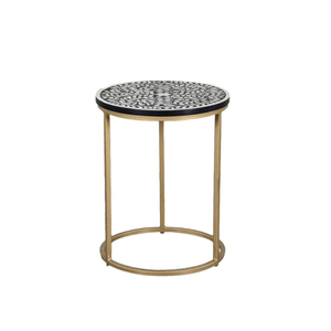 Mesa de centro redonda hecha a mano moderna para decoración del hogar con pata de metal nácar, muebles de sala de estar al por mayor de Vietnam - Product Image 1