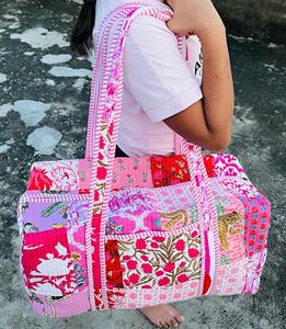 Bolso de hombro de lona acolchado de algodón grande, estampado floral, lavable, ecológico, yoga, compras, playa, bohemio, bolsas de fin de semana - Product Image 1