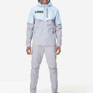 Chándal cortavientos impermeable para exteriores con estampado personalizado, ropa de entrenamiento transpirable de talla grande, diseño 2 en 1 informal para correr en otoño - Product Image 1