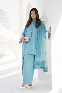 Women's Eco-Friendly Solid Luxury <b>3</b>-Piece Cotton Salwar Kameez Suits New Collection Indian Pakistani Style Lace Beading Button - Product Image 4