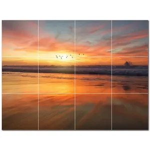 Sunset Ceramic Tile Wall Mural PT500971 17 \ "W X 12,75 \" H Juego de 12 4,25 Azulejos Cada uno - Product Image 1