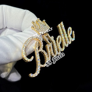 VVS Moissanite Emerald Cut Claw Setting 925 Silver Custom Iced Out Hip Hop Name Pendant pour hommes et femmes - Product Image 3