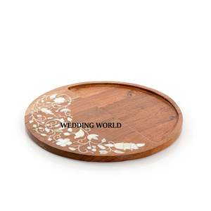 Nuevo diseñador de bandeja de Chocolate forma redonda borde flor diseño hecho a mano Venta caliente Hotel Ware venta al por mayor de lujo nueva bandeja de chocolate - Product Image 4